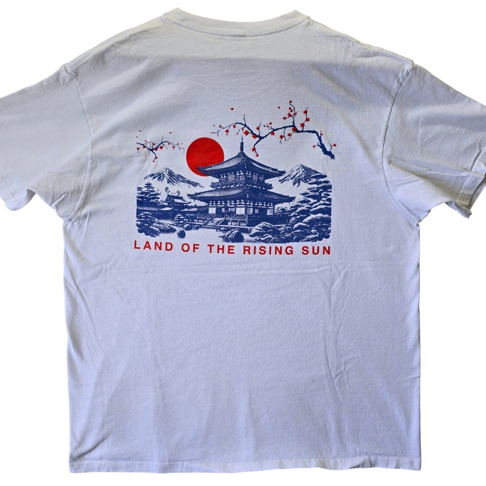 BrandMakers Men Size XL Japan Ikigai White Graphic T Shirt Front Back
